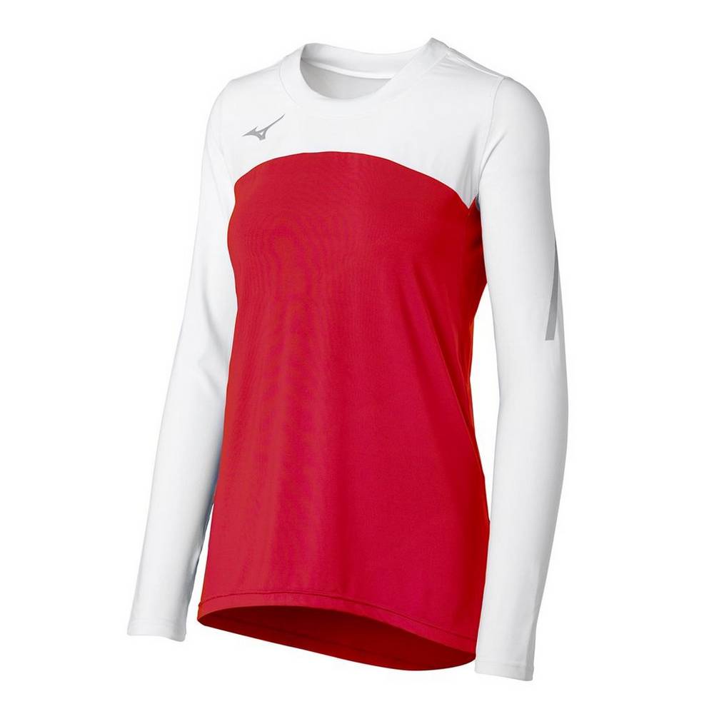 Jerseys Mizuno Techno VII Long Sleeve Mujer Rojas/Blancas Outlet SZLC-37564